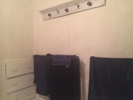 The black radiator, with a cool feature of drawers in the wall. Downside is that they are slowly falling apart.