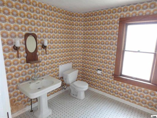 I love this bathroom!!! The wallpaper is STAYING!