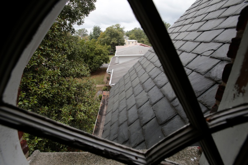 View of slate roof from attic.