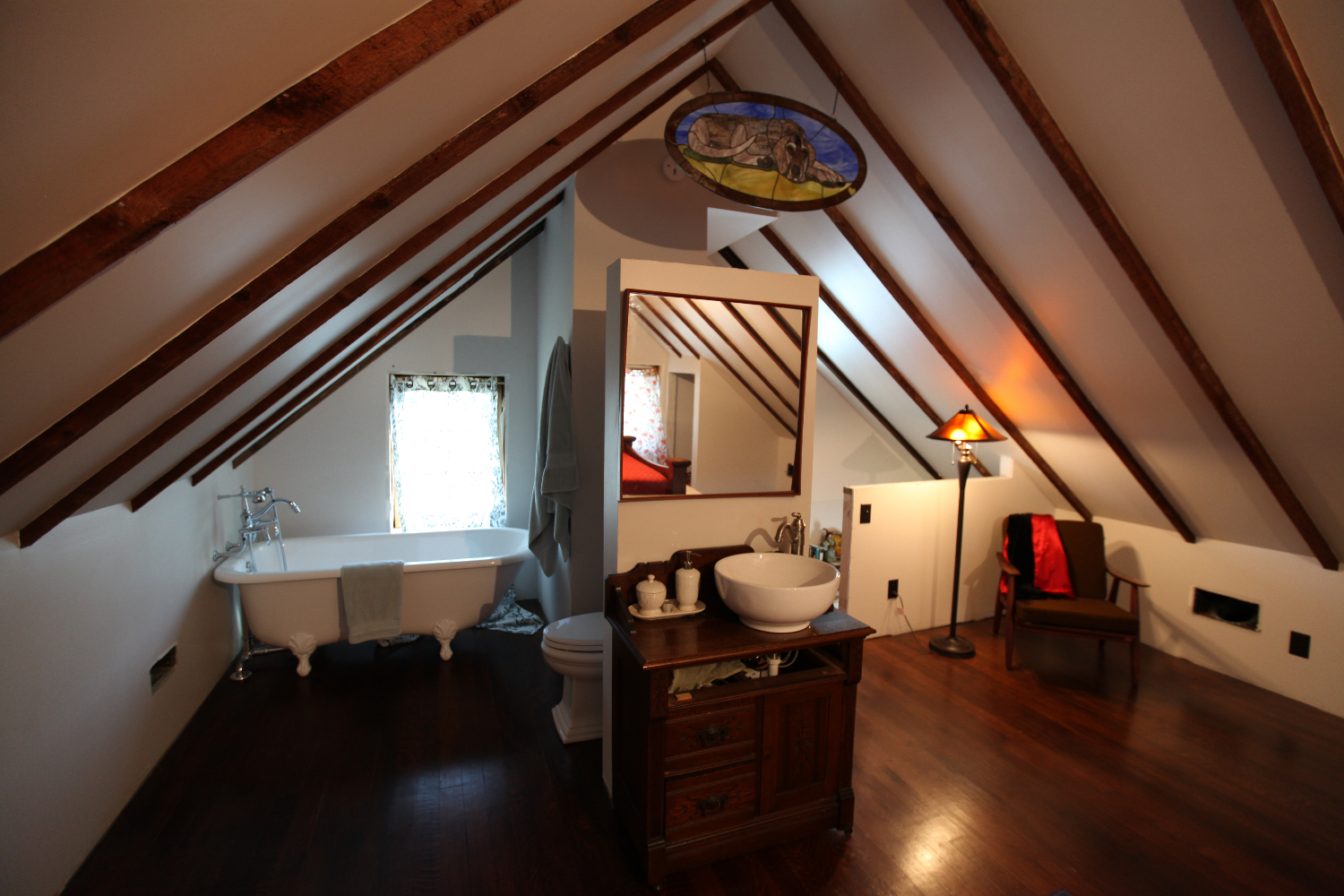 new attic suite, claw-foot tub