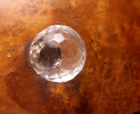 Glass pull for burled walnut dresser