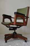 MCM sculpted walnut and teak rolling executive chair stanley manuf co and Bassick