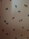 Close up of wallpaper in dining room closet